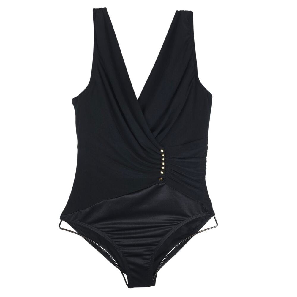 MagicSuit Black Gold Accents Underwire One Piece Poolside Swimsuit Women's 10